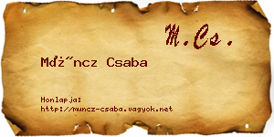 Müncz Csaba névjegykártya